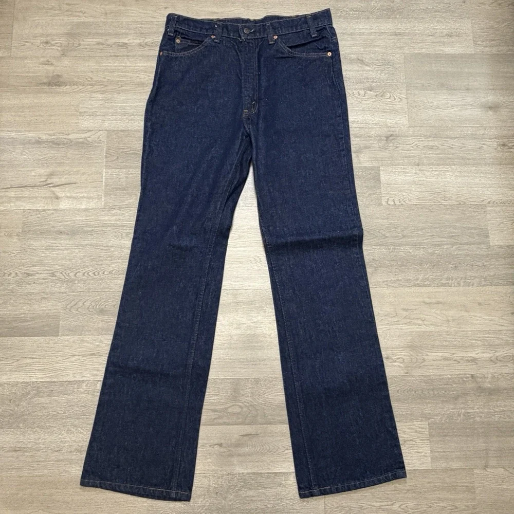 Vintage 1984 Levi's 517 Jeans 36x34 Orange Tab USA Dark Rigid Indigo Bootcut